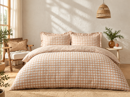 Warm Sand Gingham Four-Piece Bedding Set