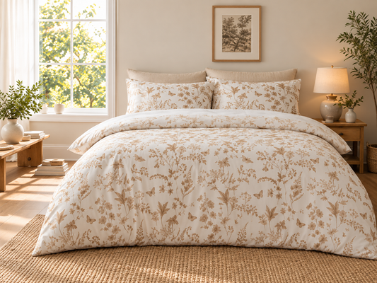 Sepia Meadow Botanical Four-Piece Bedding Set