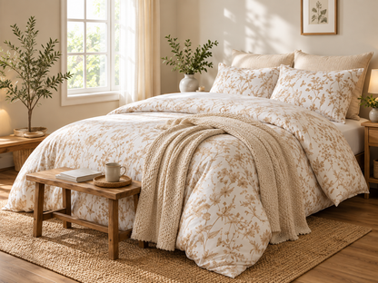 Sepia Meadow Botanical Four-Piece Bedding Set