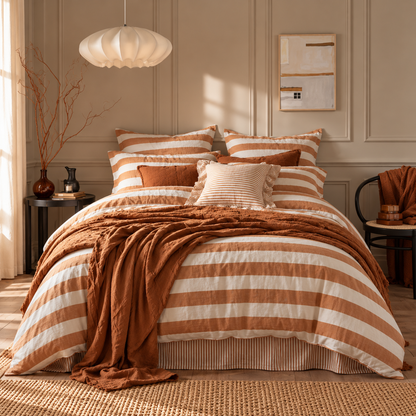 Terracotta Horizon Stripe Four-Piece Bedding Set