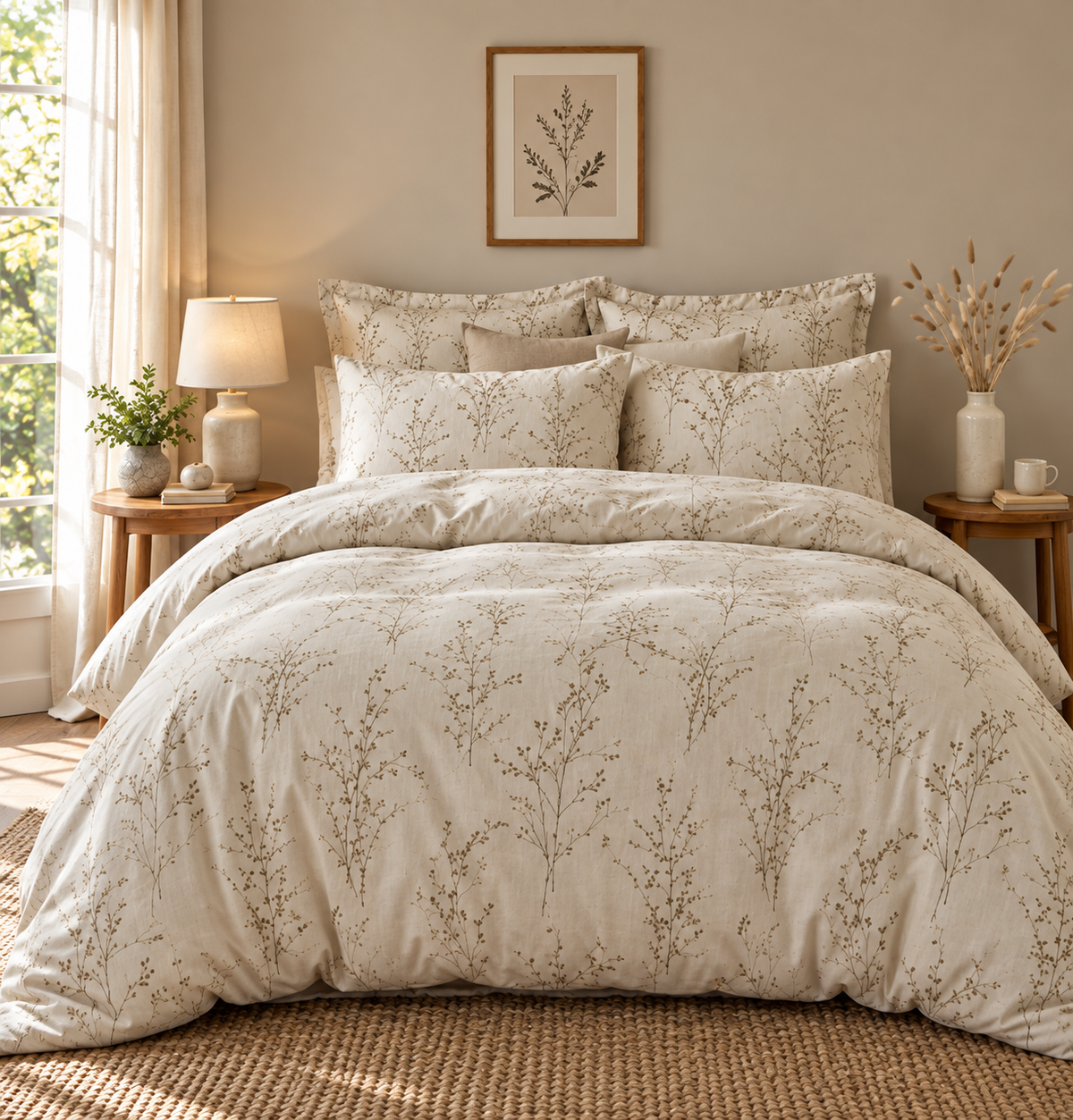 Natural Willow Branch Botanical Four-Piece Bedding Set