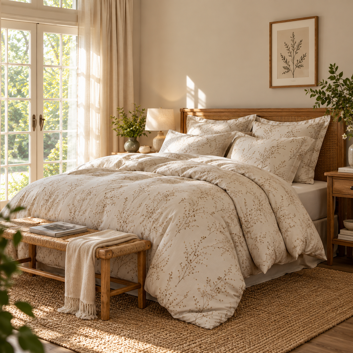 Natural Willow Branch Botanical Four-Piece Bedding Set